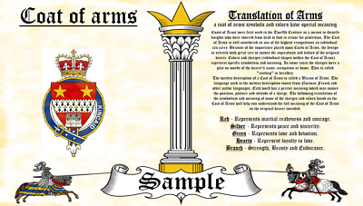 Kenked-Kinncaid COAT OF ARMS HERALDRY BLAZONRY PRINT