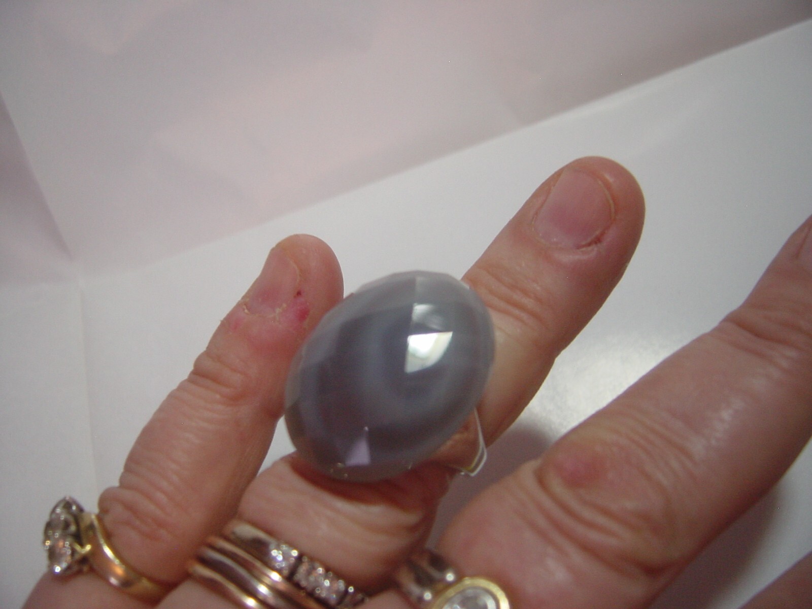 Vintage Solid Silver Ring-superb massive grey moo… - image 11