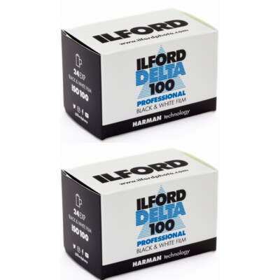 2 Rolls Ilford Delta 100 Professional 135-24 exp. Black and White 35mm Film