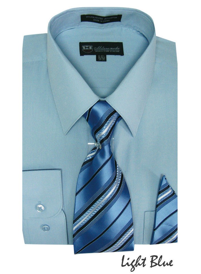 Mens Turquoise Dress Shirt Aqua Turquoise Checkered Shirt Tie and Handkerchief main image 1