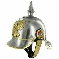 Halloween Deutsche Pickelhaube Stahl & Messing Helm Preußischer Militär Stach...