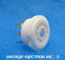 (1) NEW 9 Pin PC Top Mount CERAMIC TUBE SOCKET (13/16" Tail Diameter), $2.95/ea
