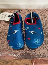 JOULES Boys Pool Shoes UK 9 11 12 Blue Shark Neoprene Slip On Beacon Beach OS39