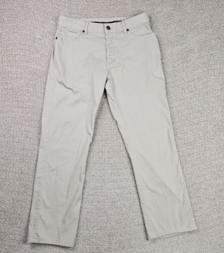 Ermenegildo Zegna Pants Mens 32x28 Biege Chinos Khakis Flat Front Cotton Stretch - Picture 1 of 14