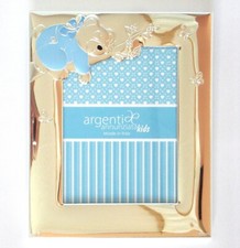 CORNICE PORTAFOTO ARGENTO PVD cm25x20 BIMBO BAMBINO ORSETTO FOTO cm18x13