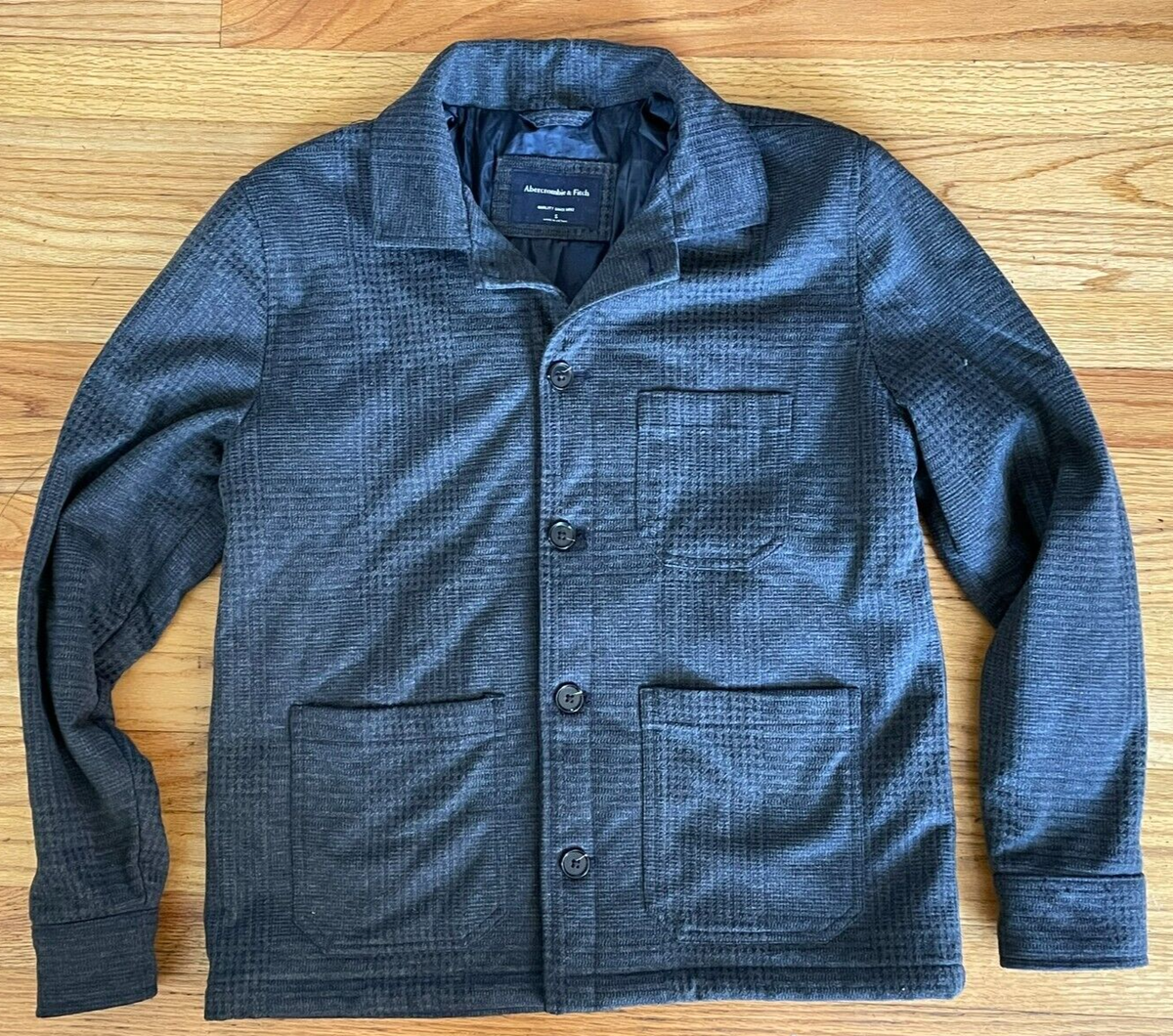 ABERCROMBIE FITCH GREY PLAID TWEED JACKET- SMALL