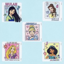 10 Disney Princess Scrapbook Large Stickers - Mulan, Belle, Cinderella, Jasmine