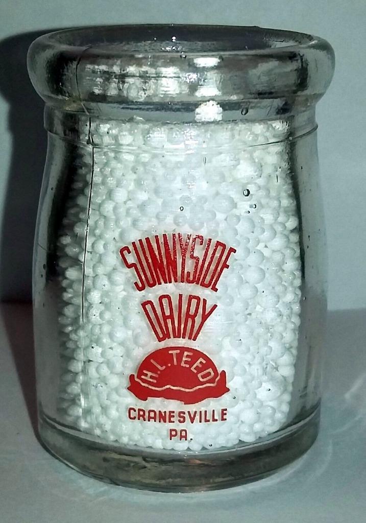 Very Nice Sunnyside Dairy 3/4 oz. Glass Creamer Bottle Cranesville, Pa