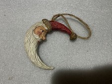 3 1/8" Crescent Santa Claus Ornament Resin Figurine Free Sh