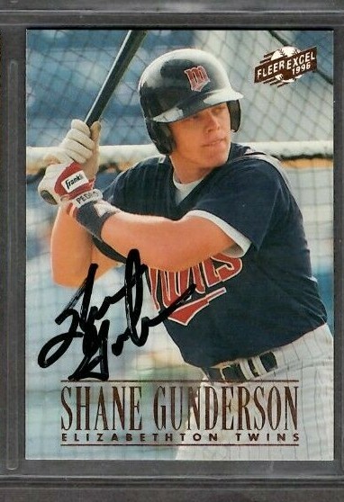 1996 Fleer #77 Shane Gunderson Elizabeth Twins Baseball signed