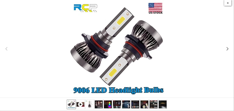 Kit de faros LED RCP Super Bright HB4 9006 bombilla haz alto bajo blanco 40000LM Foto 2 de 4