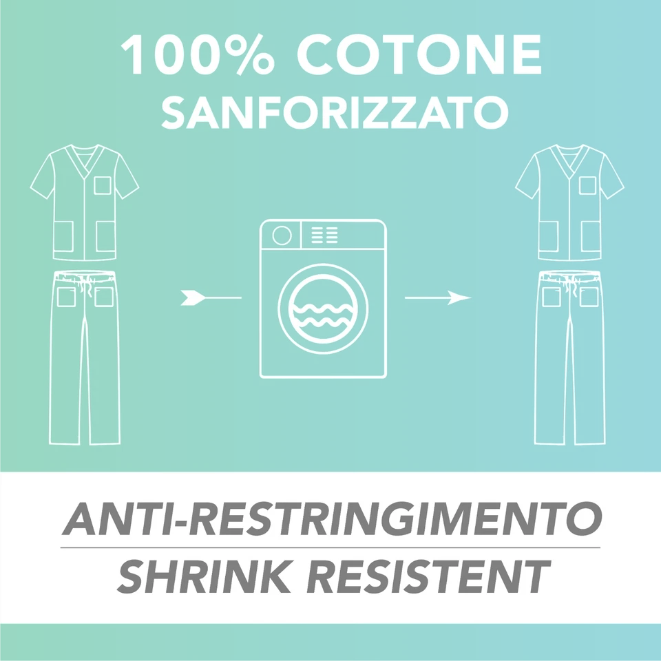 Divisa Sanitaria completa in cotone 100% scollo a V per medico infermiere oss - Immagine 4 di 4
