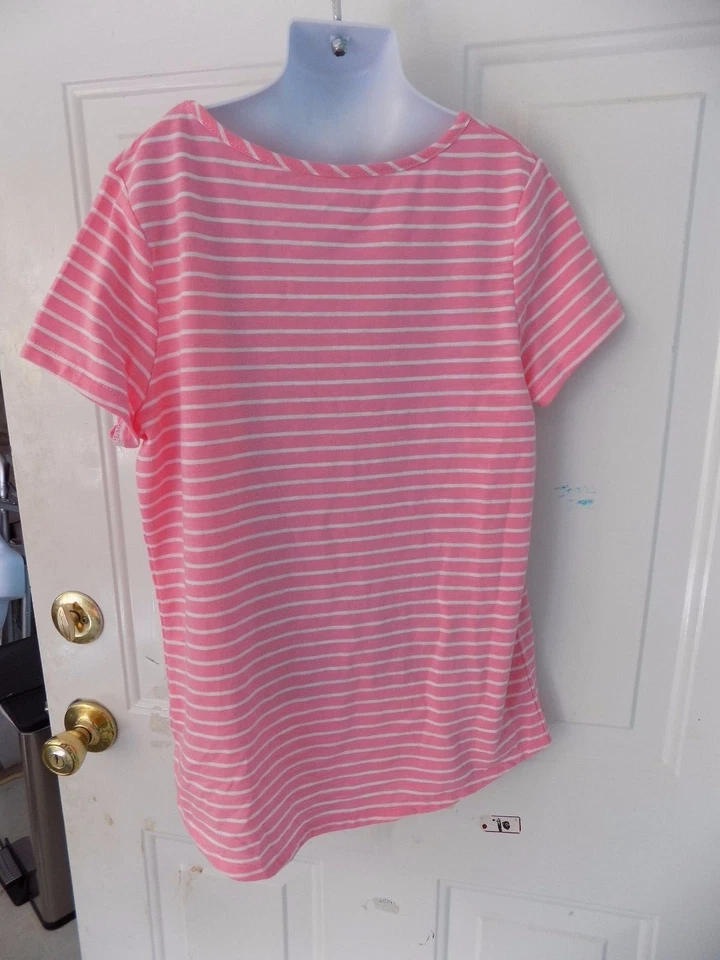 Camisa Cherokee Rosa a Rayas Manga Corta con Cuerda Corazón Talla L (10/12) Para Niña  Foto 3 de 3