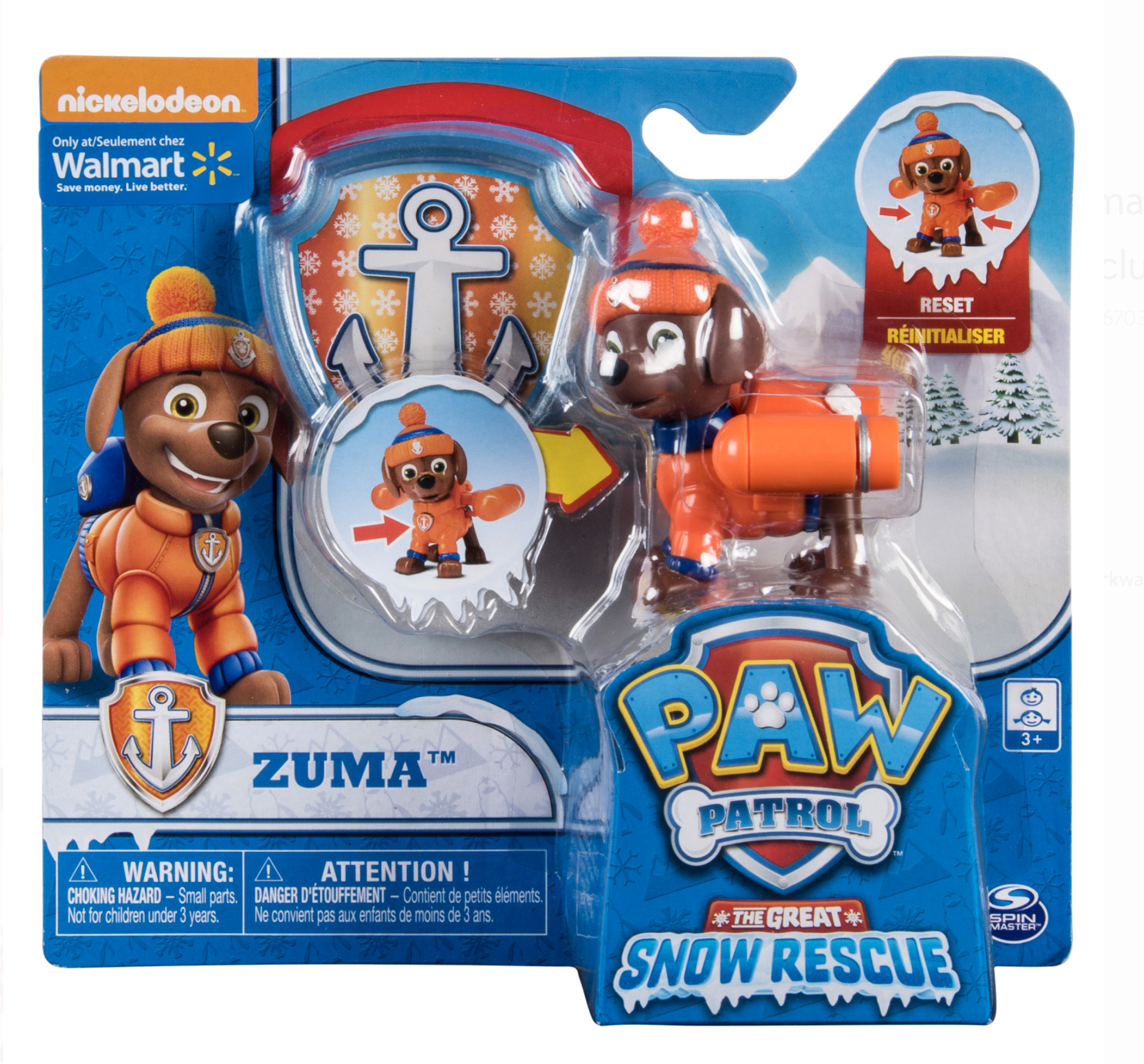 Paw Patrol Snow Rescue - Zuma with Transforming Pup Pack & Badge! New in Box!