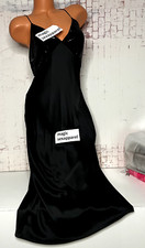 VICTORIAS SECRET L EMBELLISHED LONG SATIN SLIP DRESS LINGERIE CRYSTALS RACERBACK