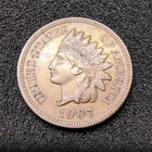 1907 Indian Head Cent 1C - Philadelphia Mint - Surviving Pop- 6,000 - AU Cond