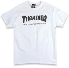 Thrasher Skateboarding Magazine Large White SS T-Shirt Black Logo NEW IN PACKAGE