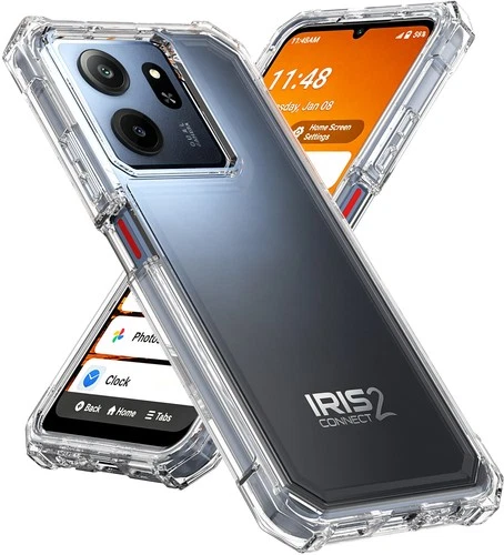 Hybrid Case Anti-Shock Cover for Consumer Cellular Iris Connect 2 Phone - Clear