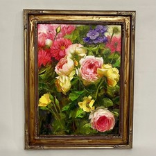 Original Floral Oil Painting “Tender Roses” By Nuri Alieva , Flower Artwork