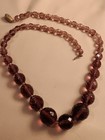 Purple Glass Bead Necklace Marked Czech Faceted Transparent Hand Cut Vintage — photo 1
