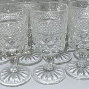 Set of 14 Vintage Indiana Glass Whitehall Clear Diamond Point Goblets