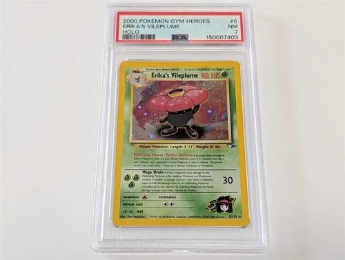 2000 Pokemon Gym Heroes Erika's Vileplume Holo #5 PSA 7 NM