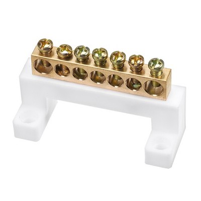Terminal Block 7 Positions Ground Wire Connector 6mm Yellow White