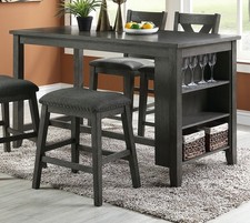 Modern Casual 1pc Counter Height High Dining Table w Storage Shelves Gray Fini
