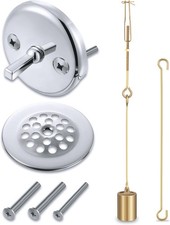 Enhon Universal Bath Tub Drain Linkage Assembly with Trip Lever and Strainer... 