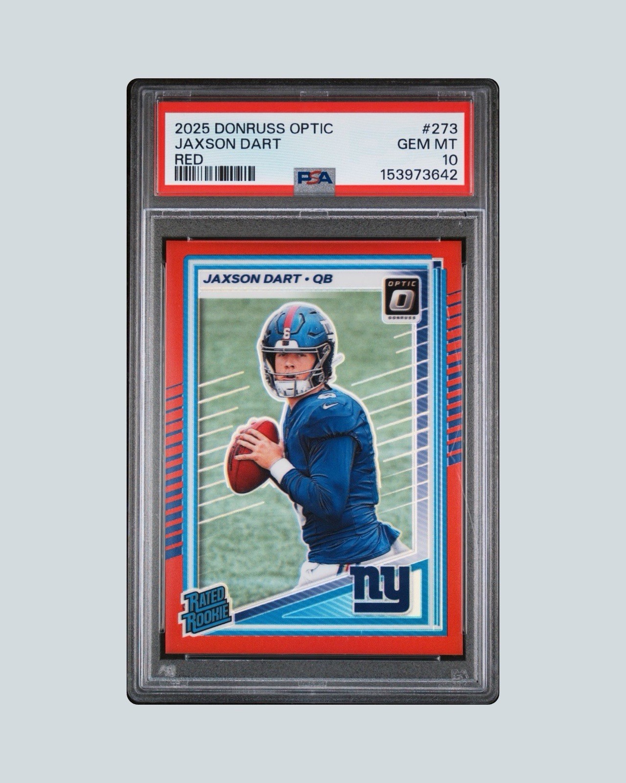 2025 PANINI DONRUSS OPTIC #273 JAXSON DART RED /149 [RC] PSA 10 POP 2