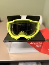 100% PERCENT ACCURI 2 MX MOTOCROSS GOGGLES FLUO YELLOW w/ PINK MIRROR LENS MTB