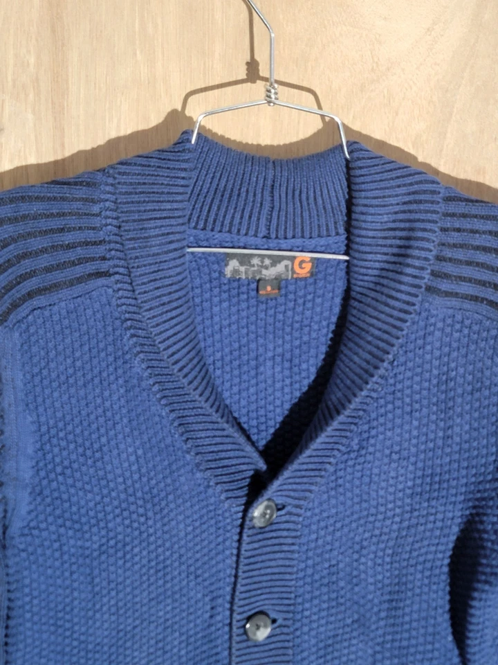 G by Guess Men's Blue Knit Cardigan Shawl Collar Button Front Sweater Size S - Image 4 of 4