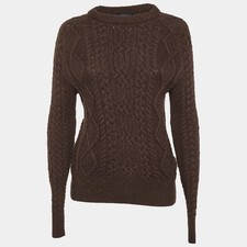 Polo Ralph Lauren Brown Cable Knit Wool Blend Sweater S