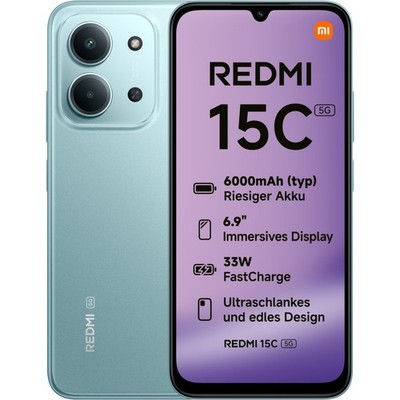 Xiaomi Redmi 15C 5G/LTE Smartphone 128GB 4GB RAM mint green 6000mAh Dual-Kamera