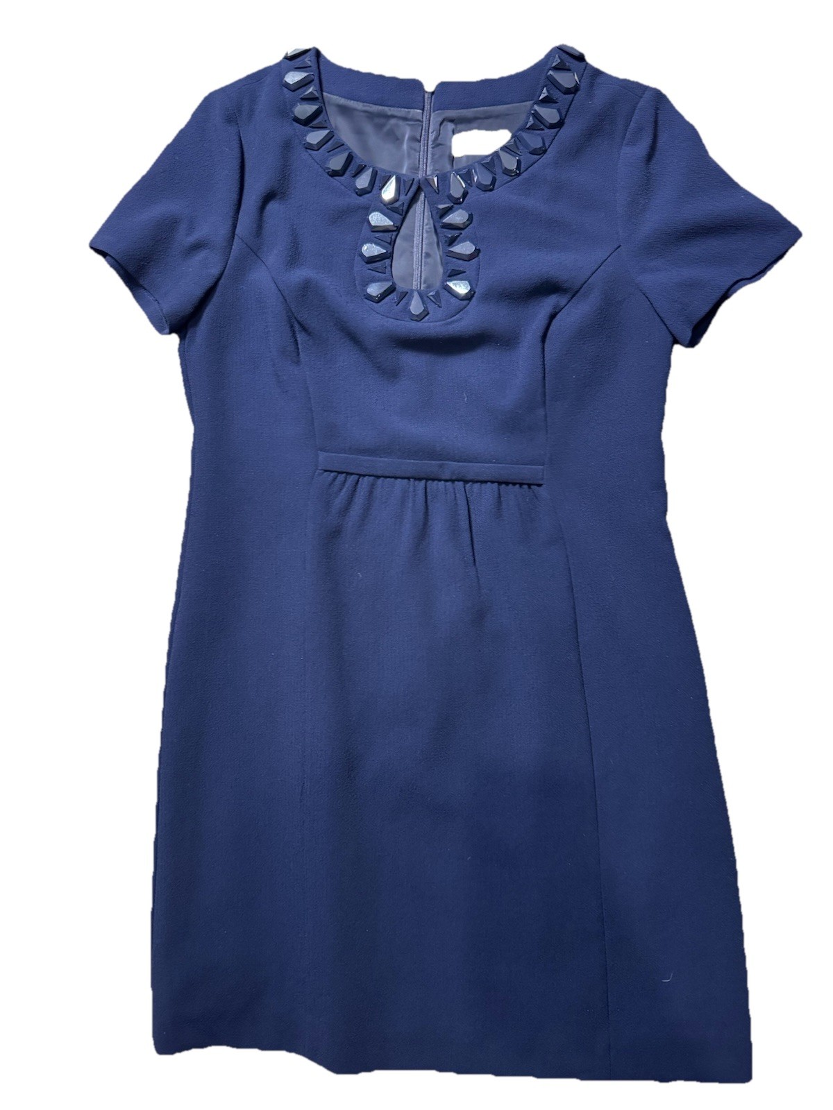 Trina Turk Dress Navy Blue Embellished Shift Special Occasion Women's 10 Large