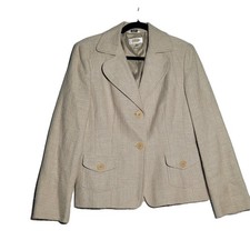 Talbots Classic Tweed Jacket Blazer Coat Womens 8 Lined Classic Layer Neutral