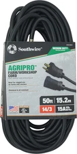 AGRIPRO Medium Duty Extension Cord, 50Ft, 14 Gauge, 3 Conductor, Farm/Workshop C
