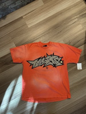 100% Authentic HELLSTAR crack Print T-shirt Red Size Large Brand New
