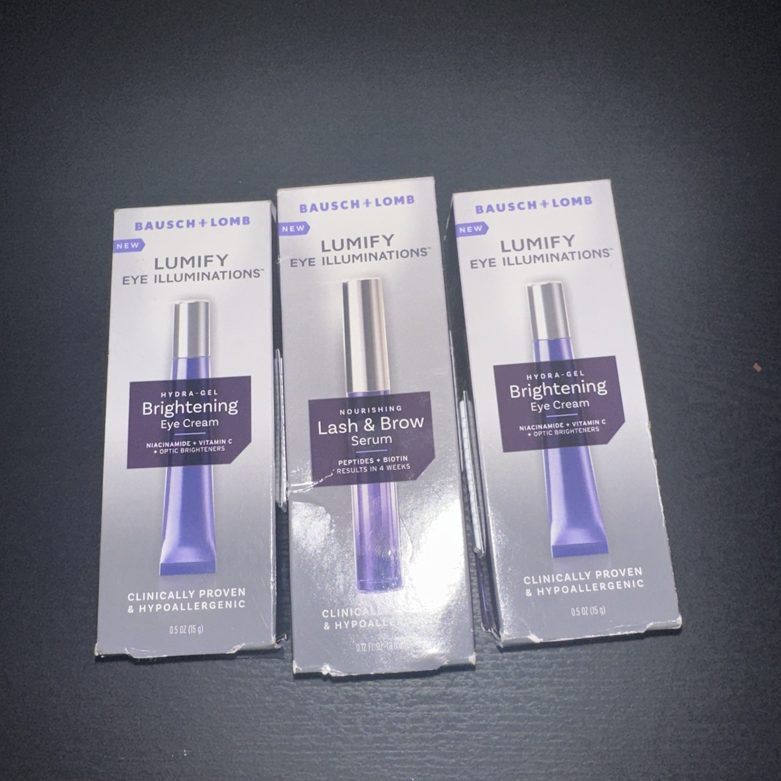 3 Bausch + Lomb Lumify Eye Illuminations Hydra Gel Brightening Eye Cream 0.5 oz