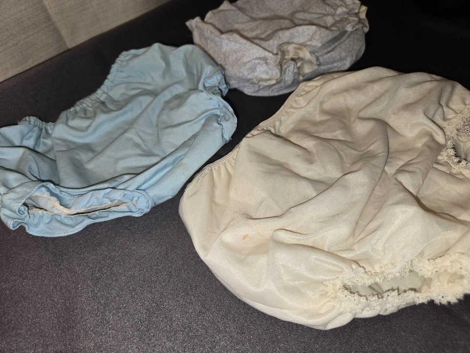 LOTE de 3 cubiertas de pañales Bloomers forradas de plástico vintage años 60 talla 0-6 meses  Foto 3 de 4