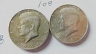 KENNEDY HALF DOLLARS, 40% SILVER,  1966-P, 1967-P, ---108