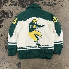 Vtg 70s 80s Cowichan Hand Knit Green Bay Packers #66 Ray Nitschke Sweater NFL