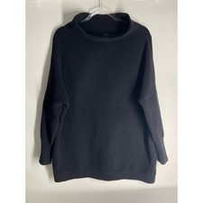 Free People Ottoman Slouchy Oversized Sweater Black Ribbed Chunky Size Small