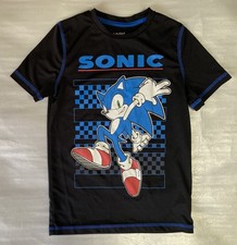 Sonic the Hedgehog Graphic T-Shirt Kids 7 Black Short Sleeve Crew Neck Print Jer