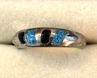 Vintage Turquoise & Onyx Inlay Stones 925 Silver Size 5.5 Genuine Dainty Ring