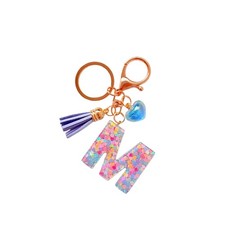 Colorful Initial Letter Keychain for Women Girls with Tassel Heart Charm Alph...