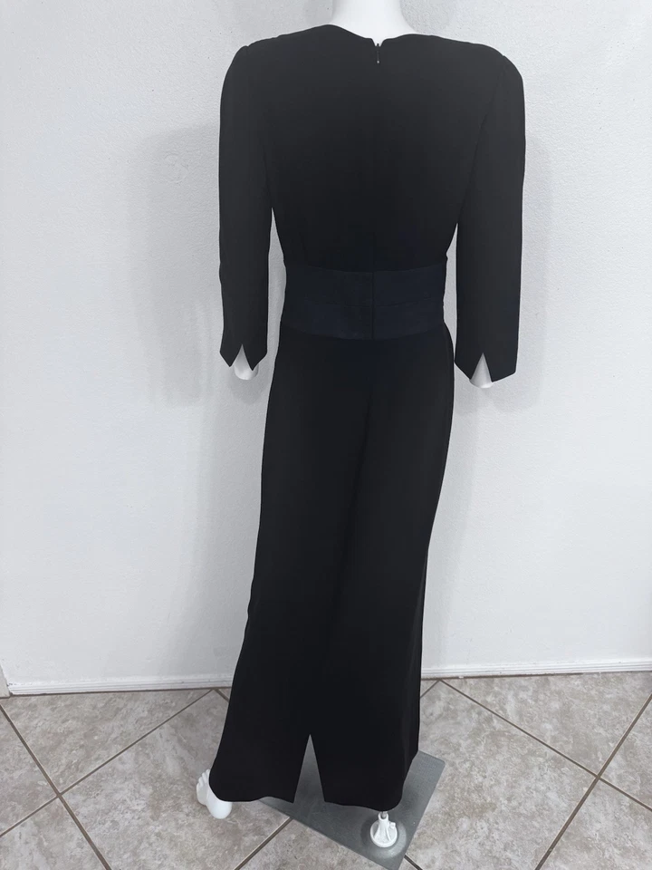 Maxi Vestido Largo Giorgio Armani Etiqueta Negra Imitación Envoltura Crepé Cuello en V IT42 Foto 2 de 4