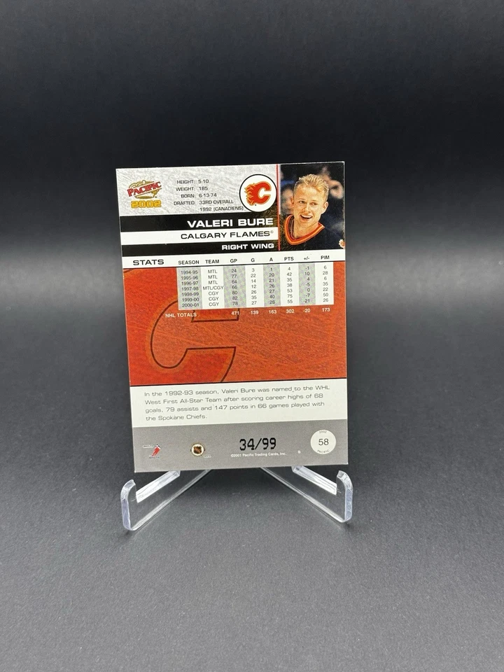 2001-02 Pacific Hobby LTD /99 Valeri Bure #58 - Image 2 of 2