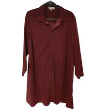 Coldwater Creek Corduroy Shirt Dress Burgundy Womens Size 1X Button Front NWOT
