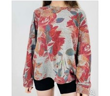 Anthropologie t.la Floral Long Sleeve Round Neck French Terry Sweatshirt Size S